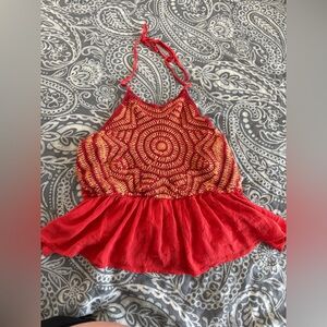Forever 21 Red and Yellow Halter Top
